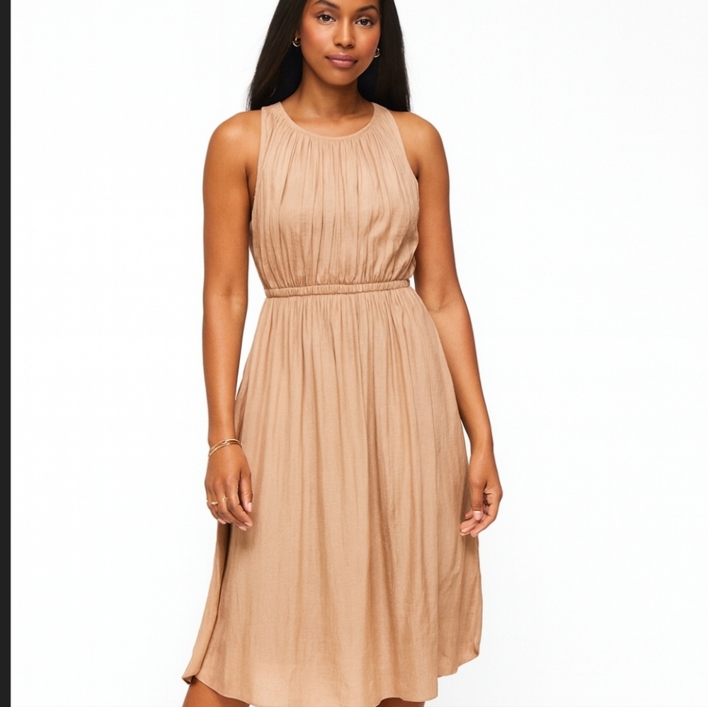 Dolan Cream Sleeveless Dress with striped underlay